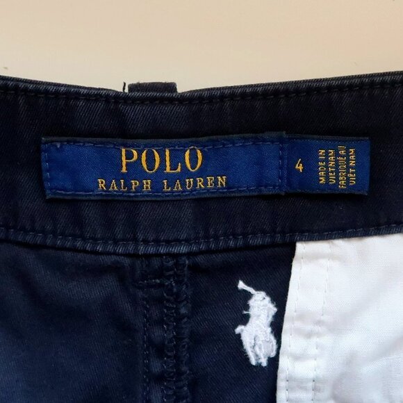 Polo Ralph Lauren Navy & White Pony Embroidery Cotton Summer Chino Shorts Size 4 - Picture 8 of 10